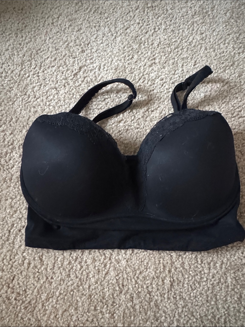 Victoria's Secret Black Longline Lace-Trim Bra